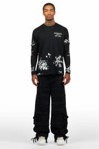 Three Maxi Jet Black Baggy Fit Jean