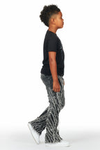 Boys Amina Black T-Shirt/Stack Flare Jean Set