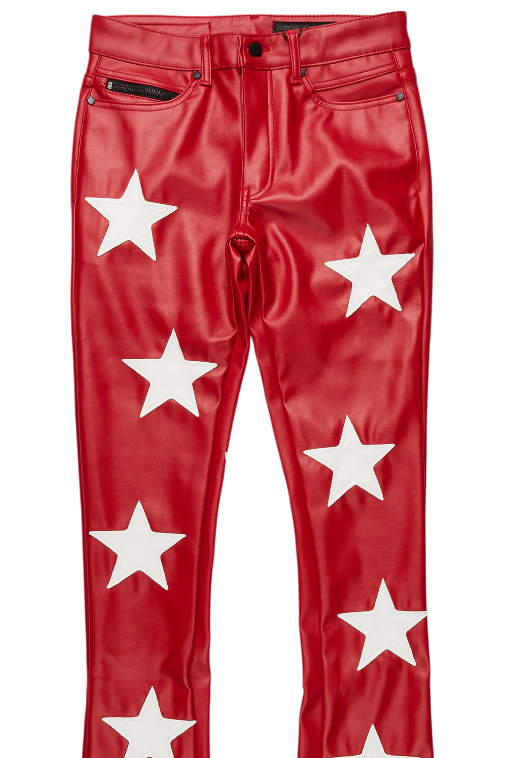 Steen Red PU Stacked Flare Jean