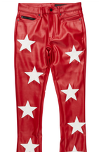 Steen Red PU Stacked Flare Jean