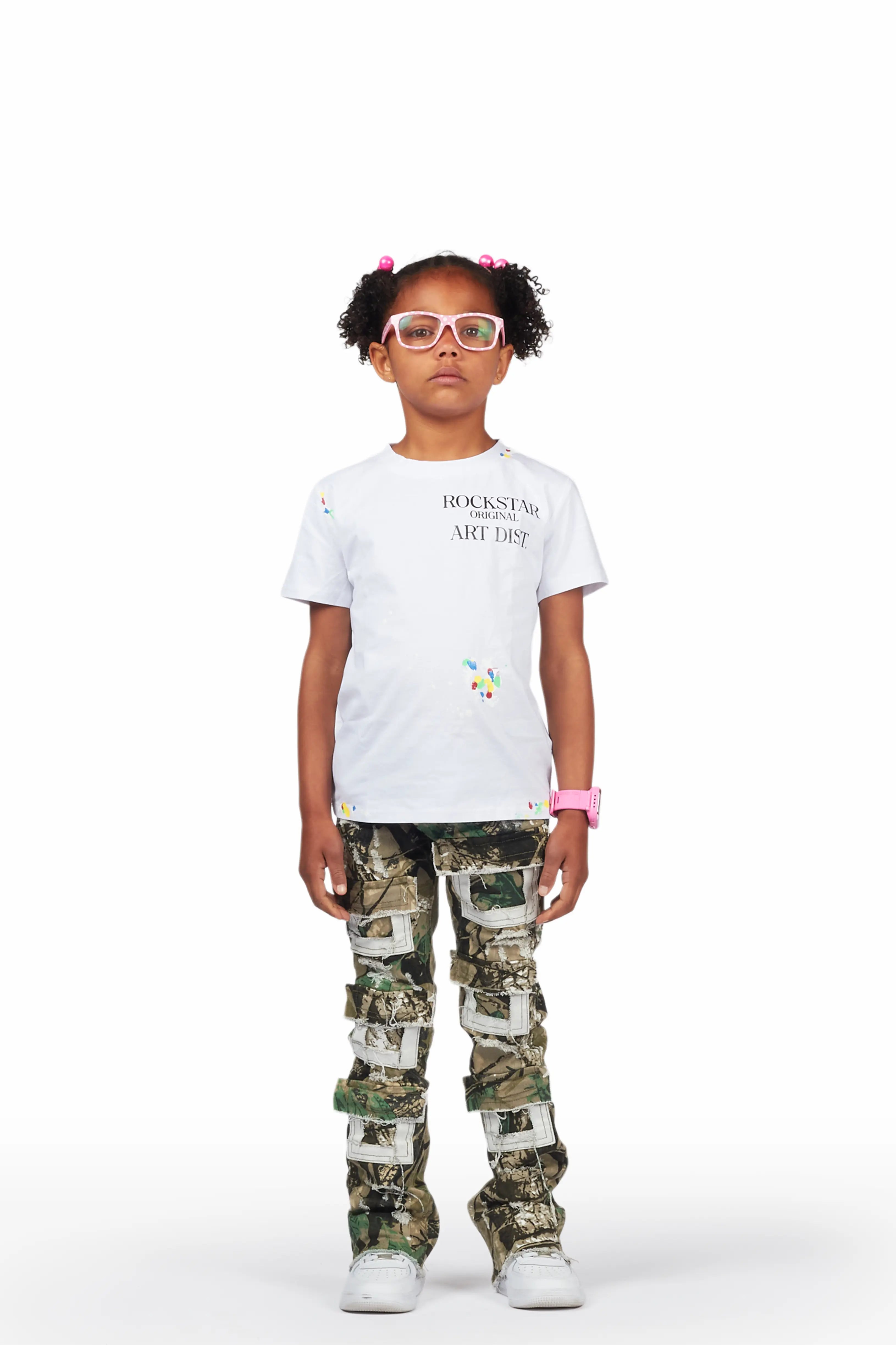 Girls Aalia Tree Camo Super Stacked Flare Jean