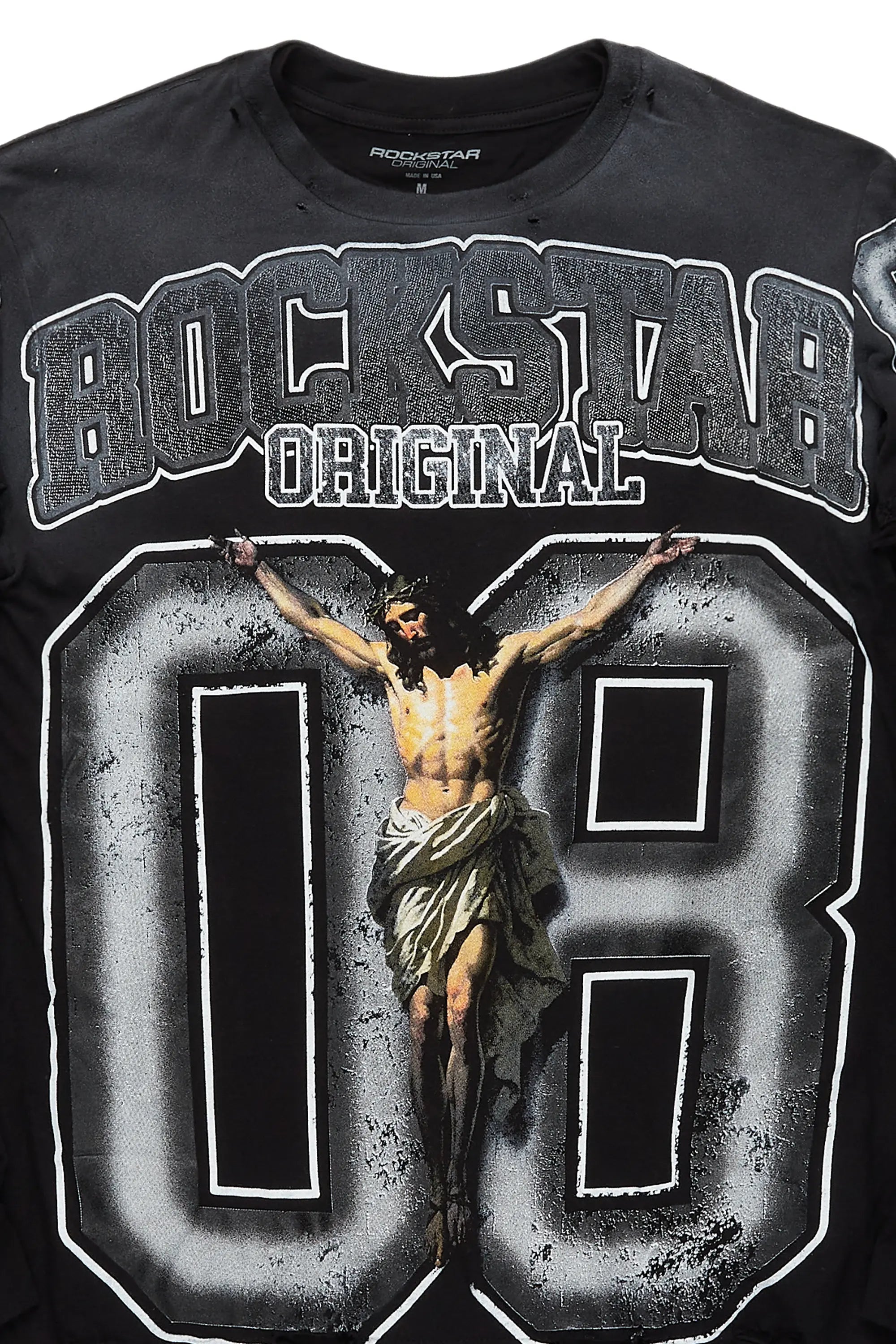 Fields Black/White Double Layer Long Sleeve Graphic T-Shirt