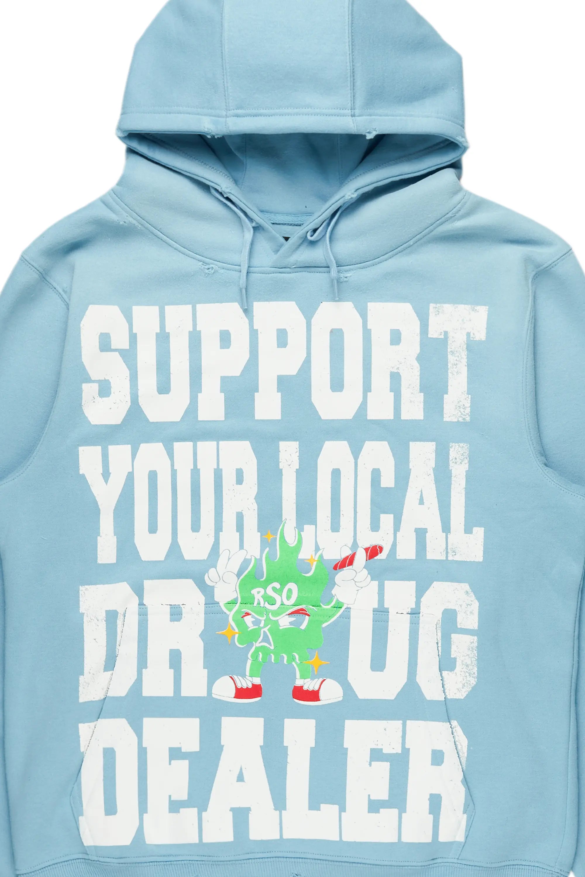 Tarl Baby Blue Distressed Graphic Hoodie