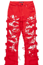 Kristen Red Painted Stacked Jean