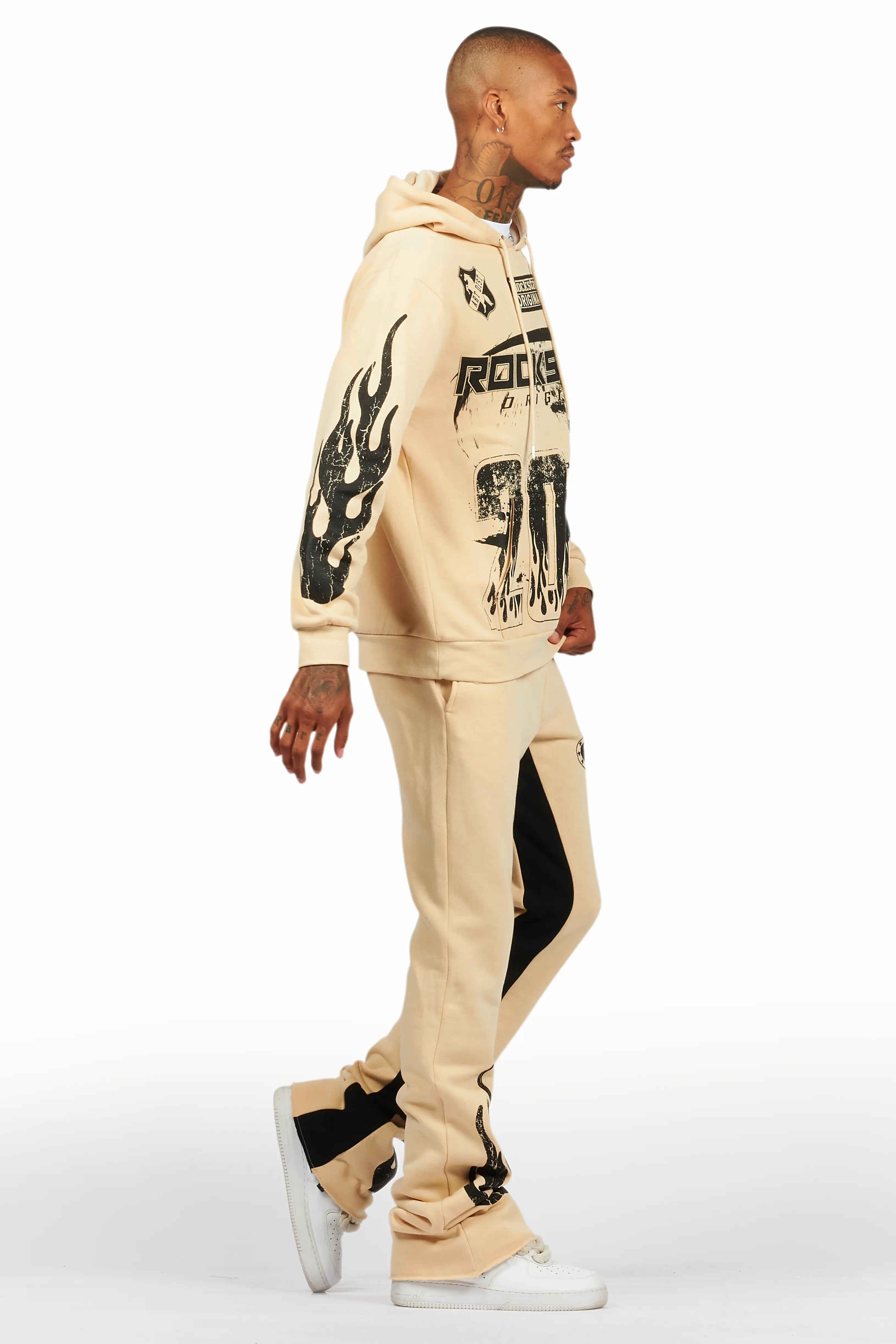 Amos Beige Hoodie/Baggy Track Pant Set