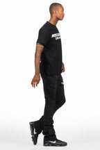 Connor Black T-Shirt/Stacked Flare Track Set