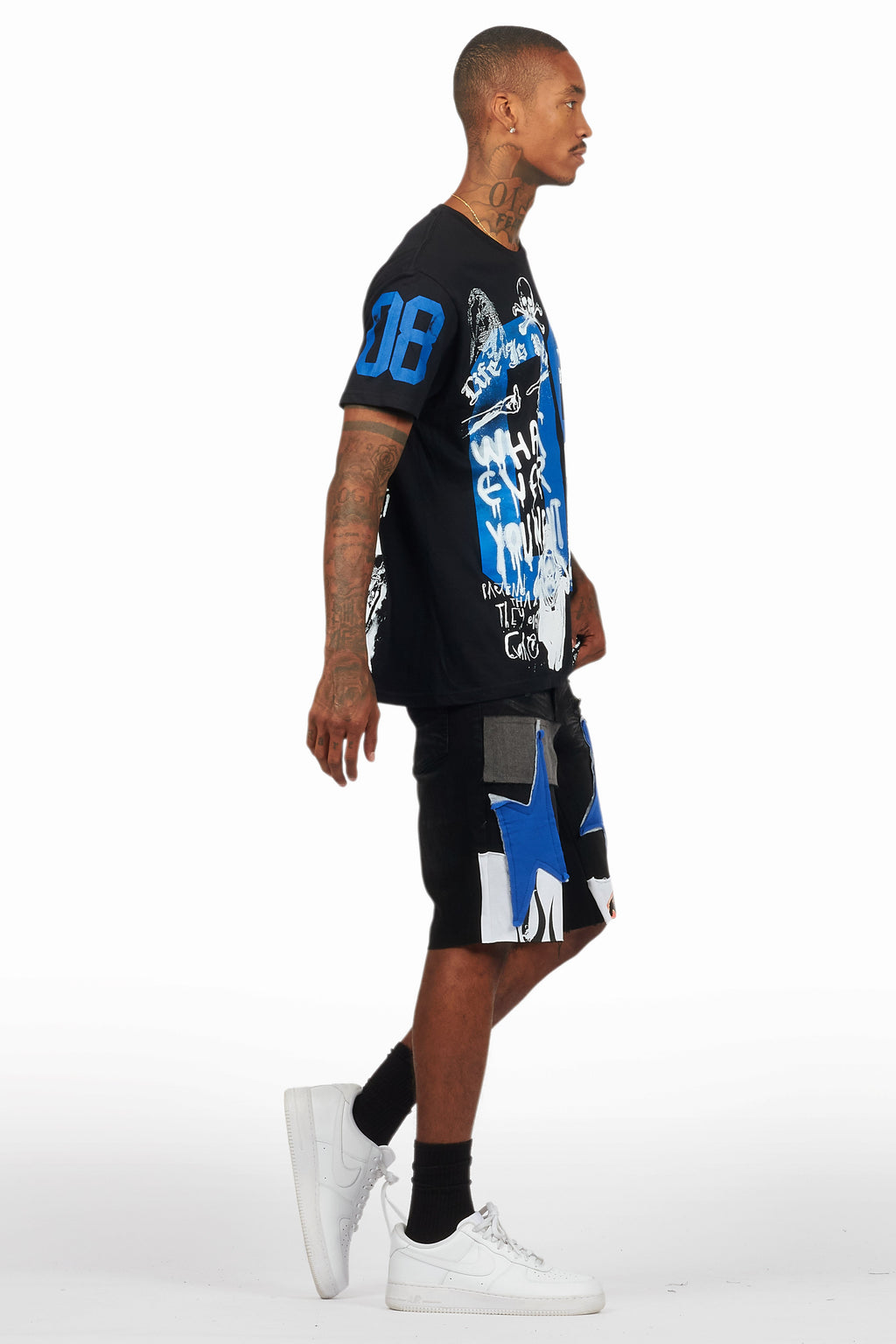 Grill Black/Blue T-Shirt/Denim Short Set