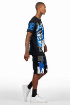 Grill Black/Blue T-Shirt/Denim Short Set