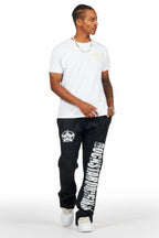 Keve Black Knitted Mohair Flare Sweat Pant