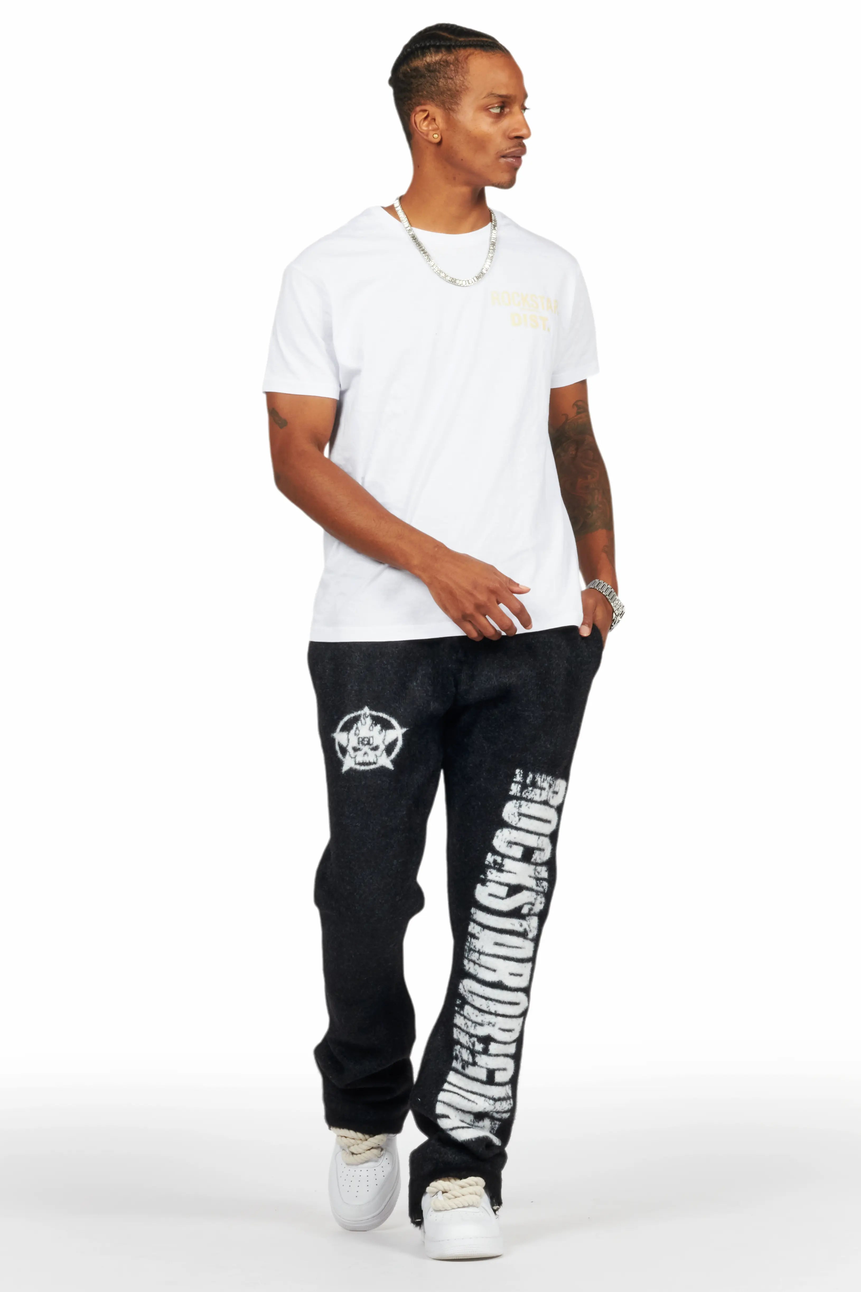 Keve Black Knitted Mohair Flare Sweat Pant