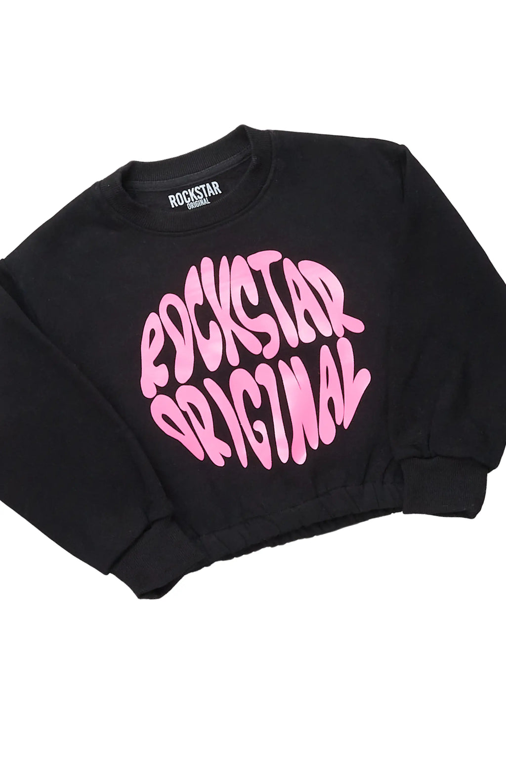 Girls Beena Black Crop Top Short Set