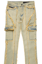 Revved Dirty Blue Stacked Flare Jean