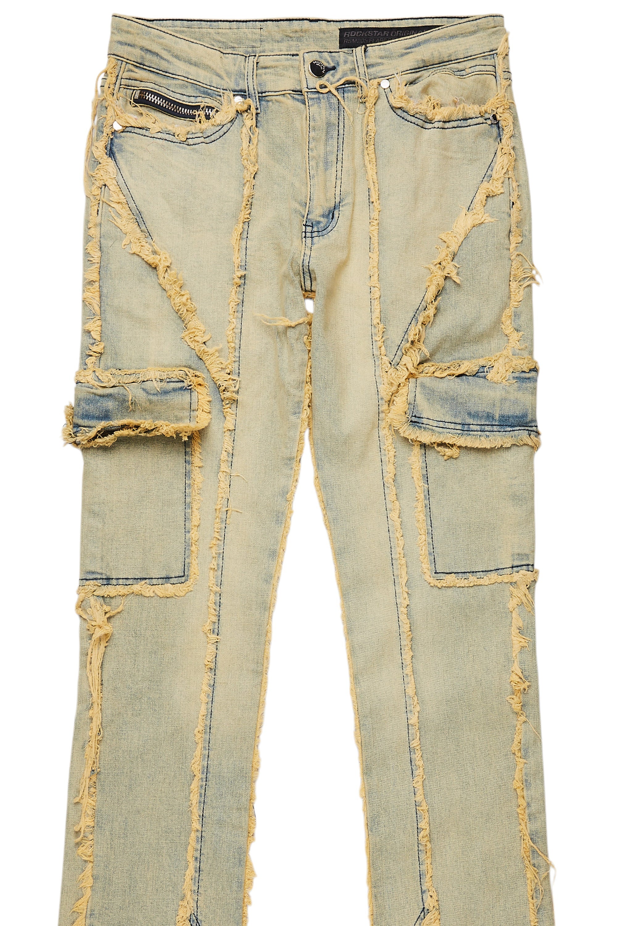 Revved Dirty Blue Stacked Flare Jean