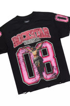 Fields Black Oversized Graphic T-Shirt/Painted Stacked Flare Jean