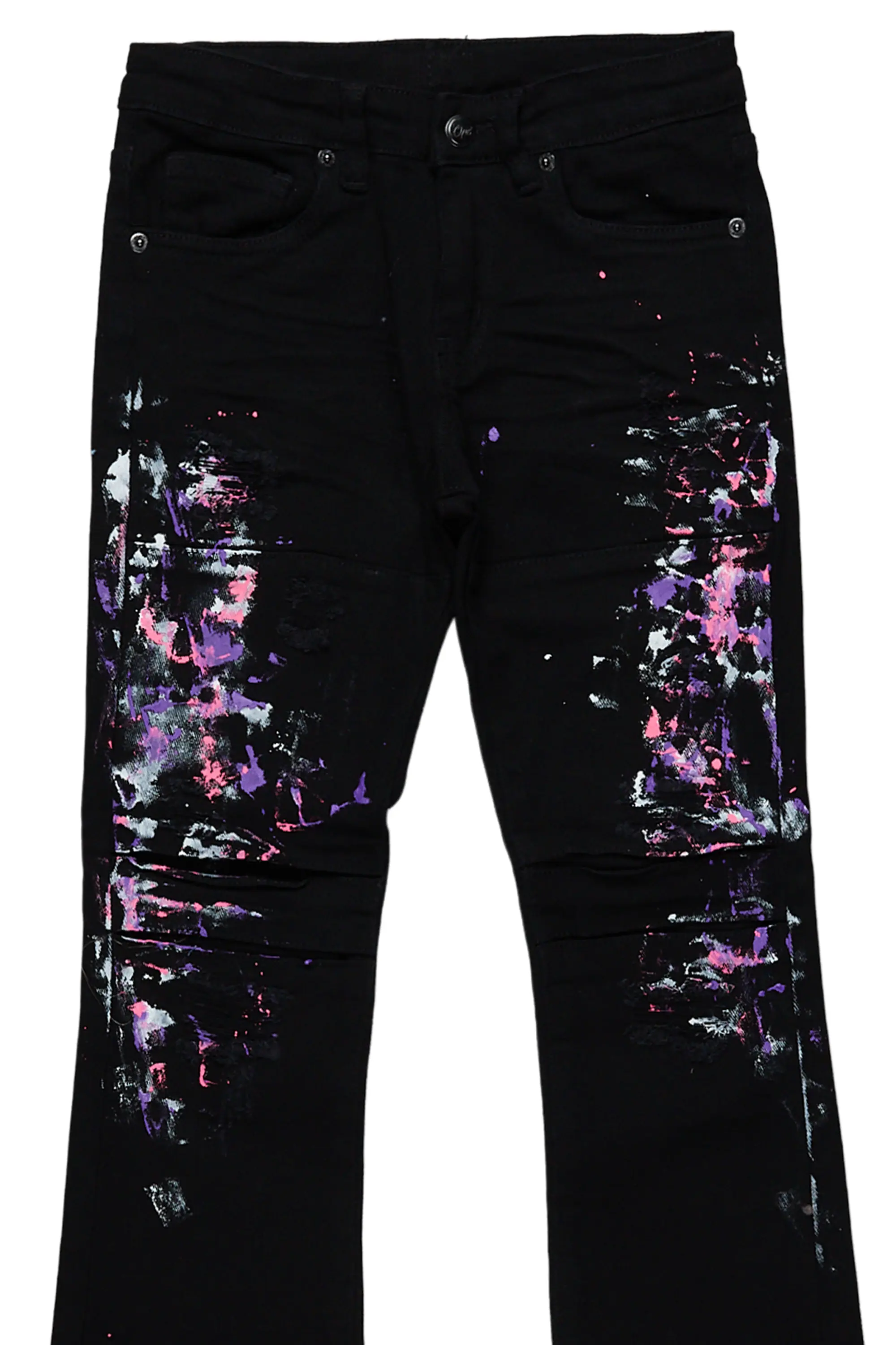 Girls Moho Black Painter Stacked Flare Jean