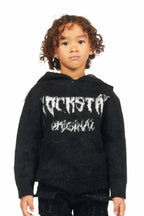 Boys Andros Black Graphic Knit Hoodie