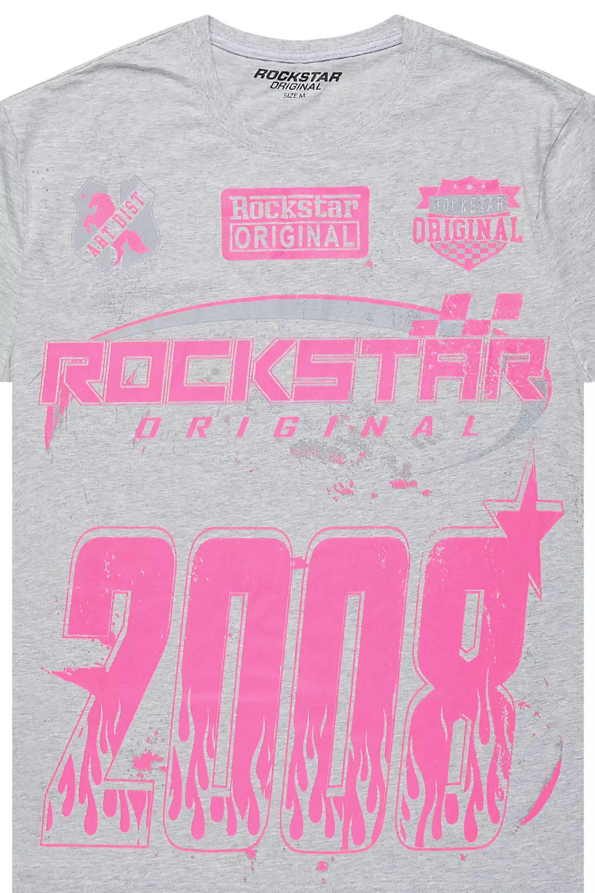 Esha Grey/Pink Oversized T-Shirt