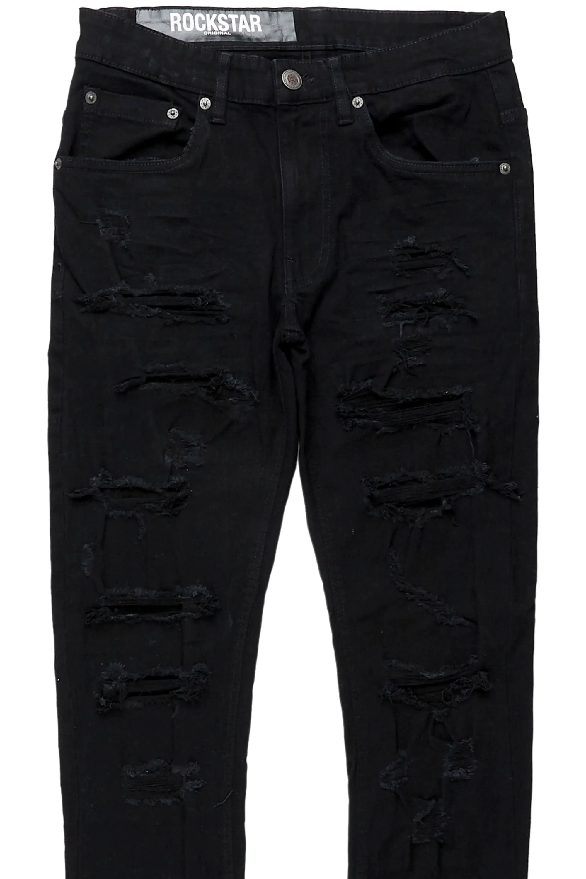 Gaines Black Ripped Slim Straight Jean