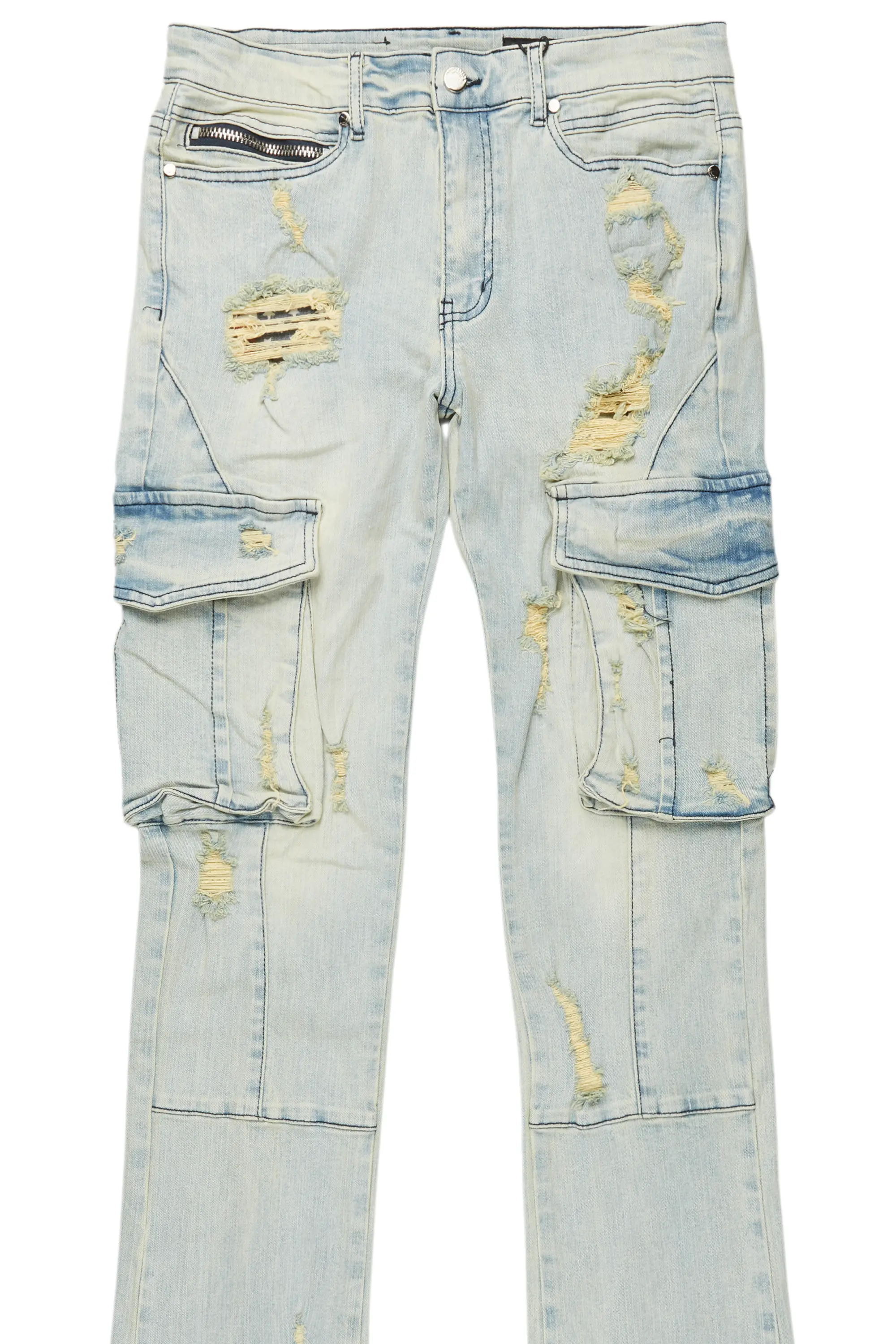 Adalee Blue Cargo Stacked Flare Jean