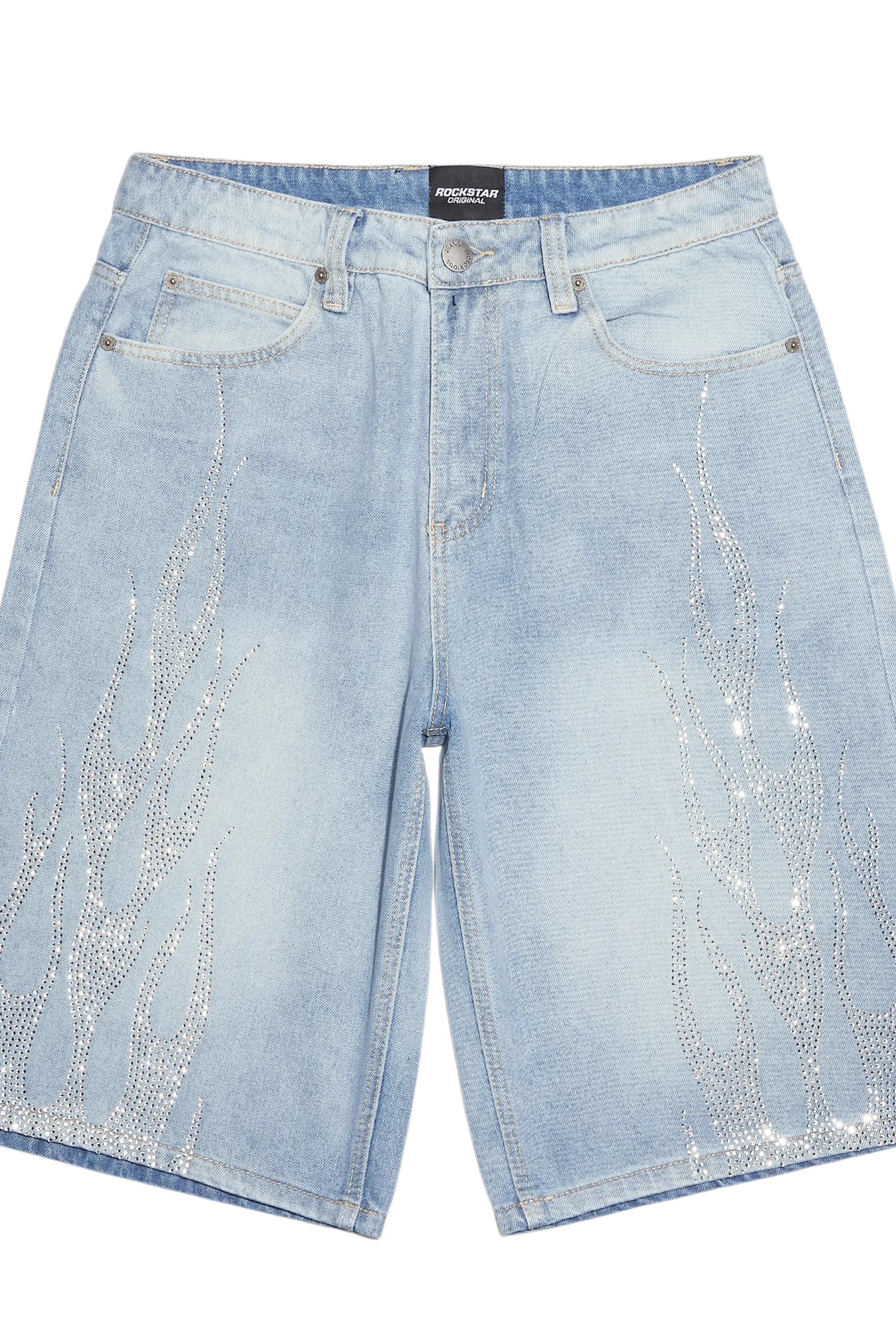 Amasa Light Blue Rhinestone Jort