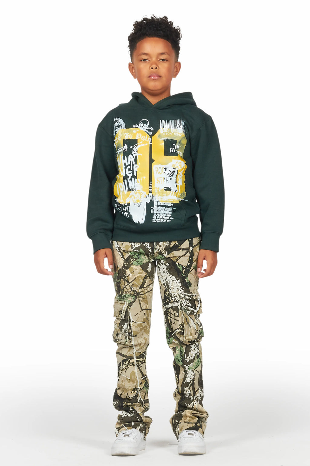 Boys Kirrem Tree Camo Stacked Flare Jean
