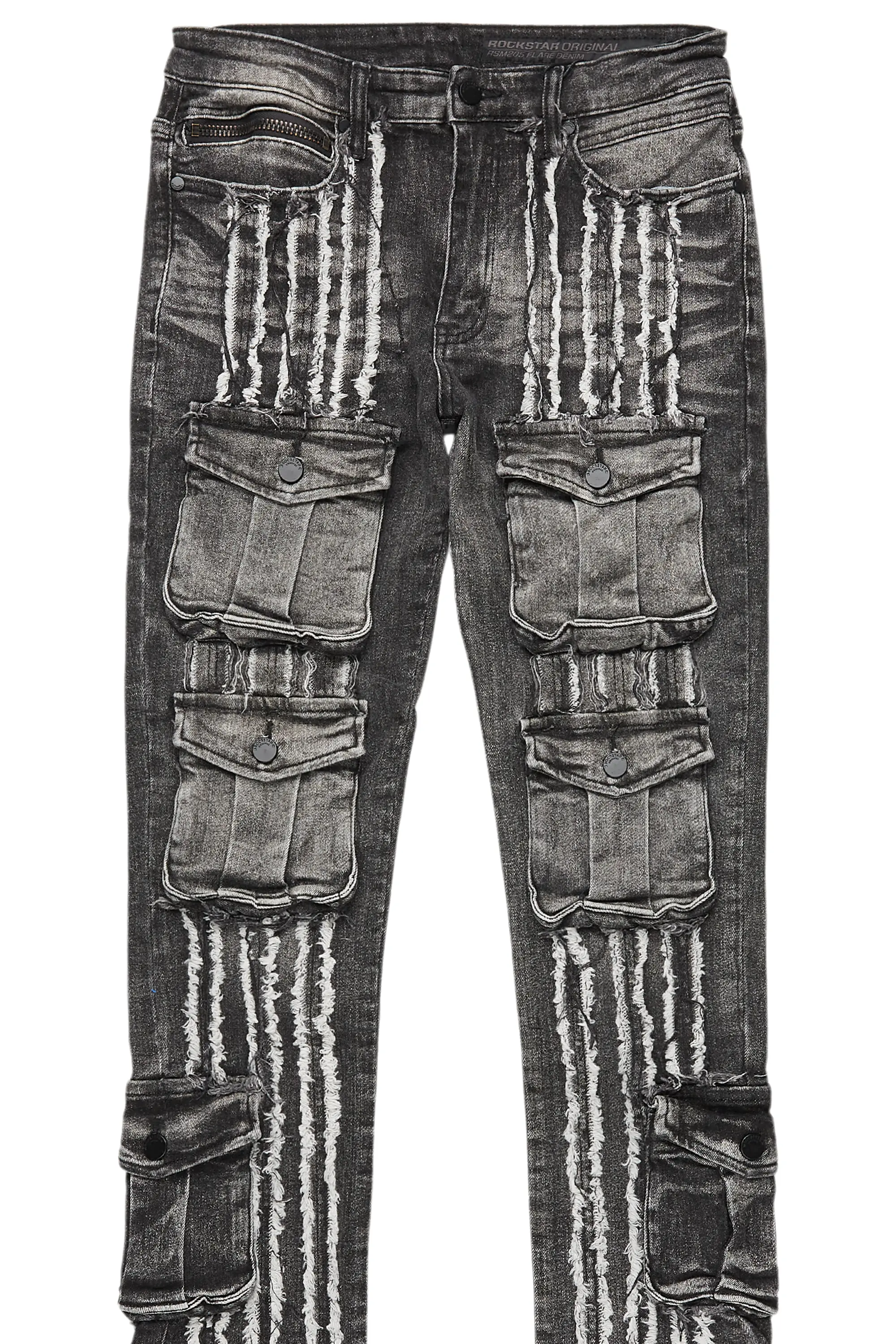 Frey Black Stacked Flare Jean
