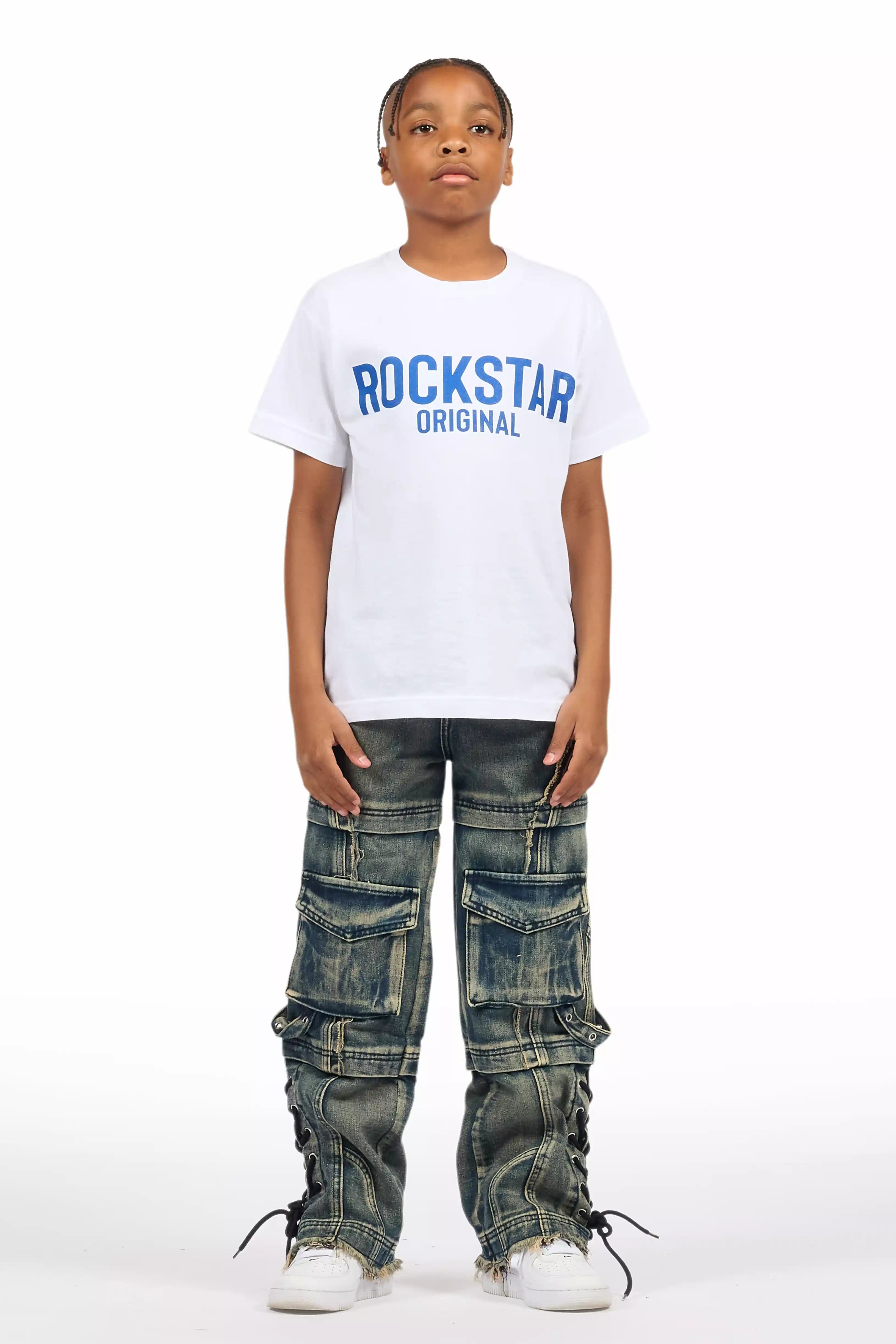 Boys Three Maxi Blue Baggy Fit Jean