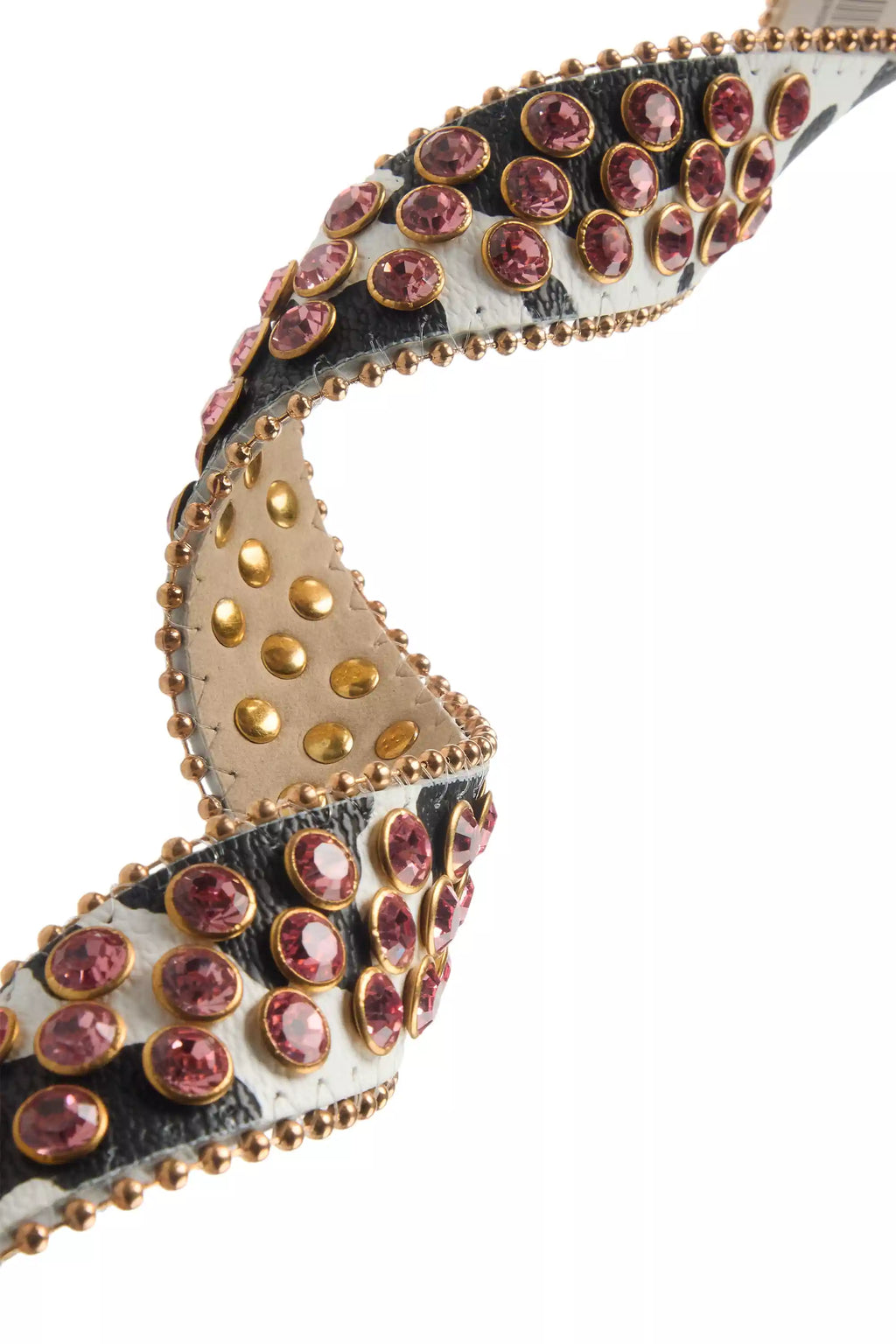 Aveona White/Black Cow Print Rhinestone Belt