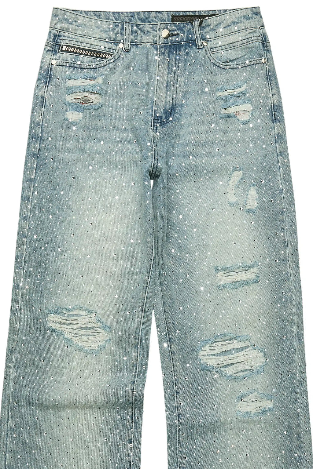 Discolite Rhinestone Light Blue Baggy Jean