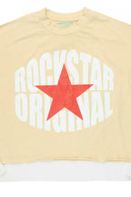 States Beige/White Boxy Crop Double Layer Tee