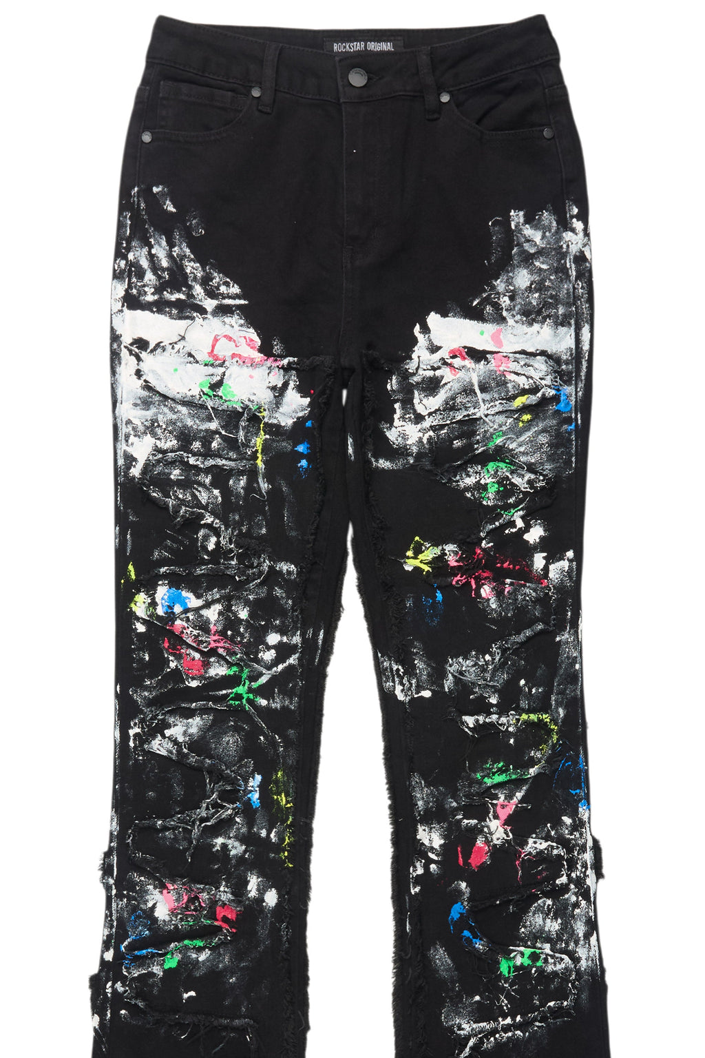 Raeshell Black Painted Stacked Jean