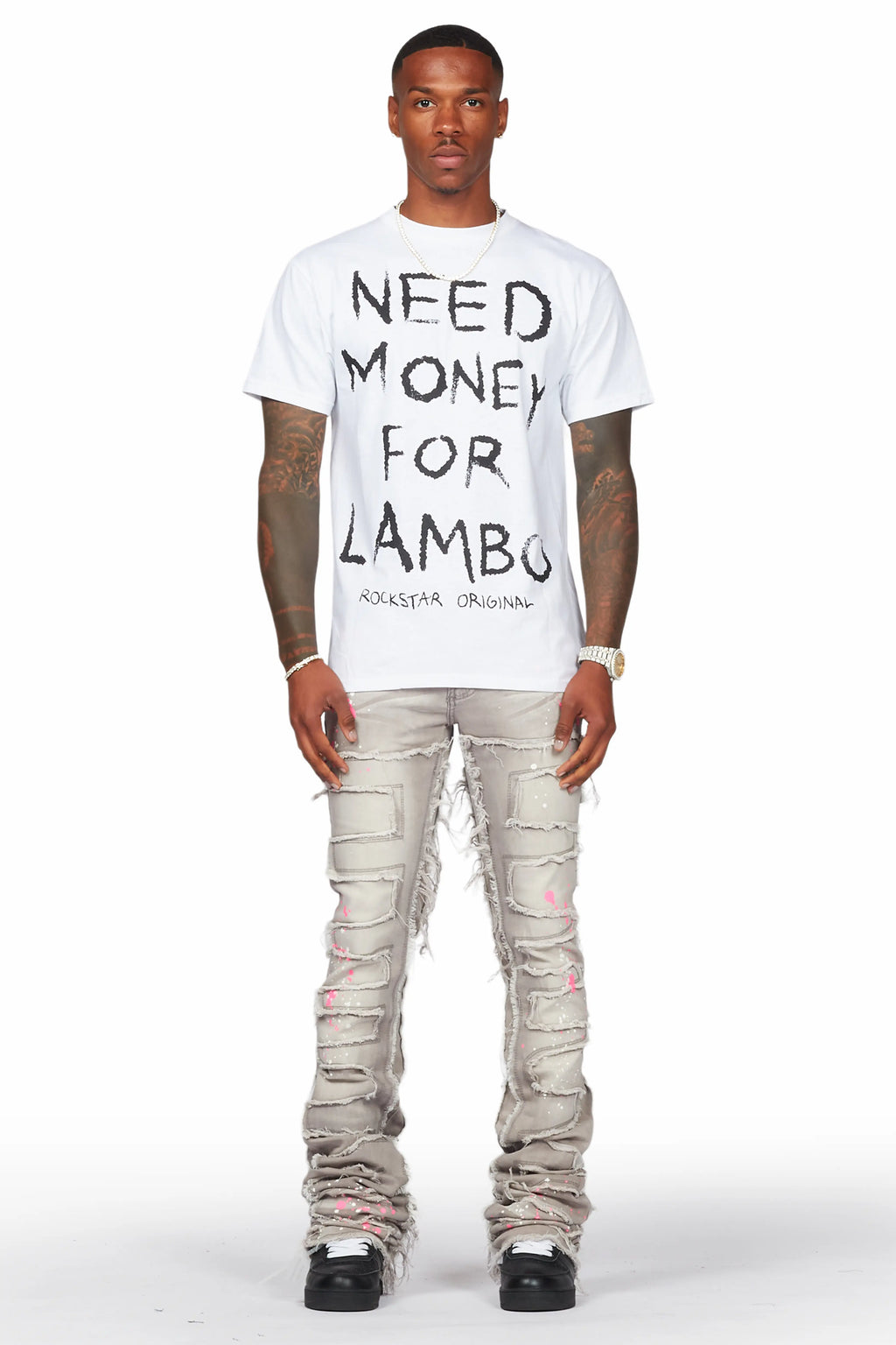 Macon Grey Painter Super Stacked Flare Jean