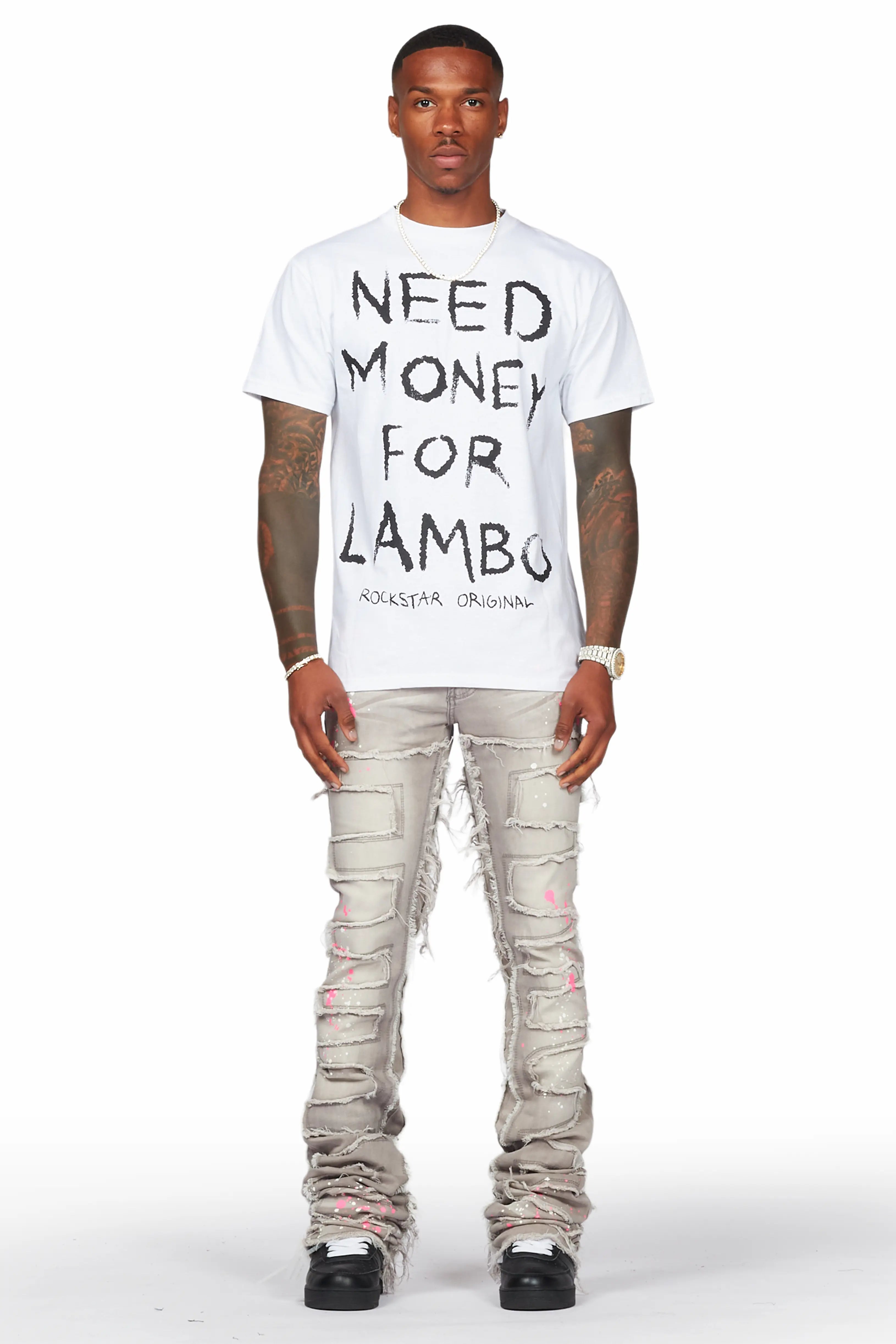 Macon Grey Painter Super Stacked Flare Jean