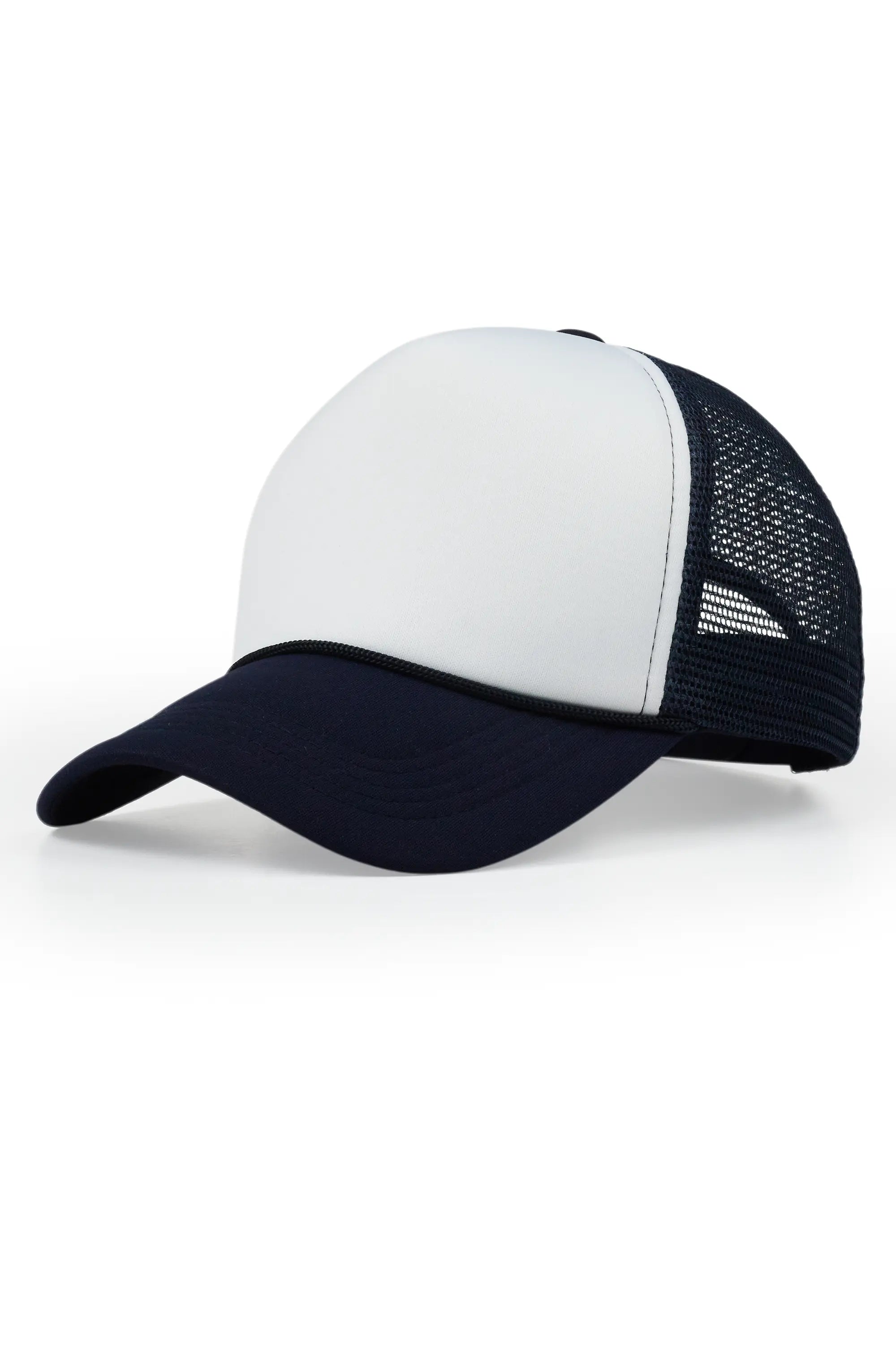 Womens White/Navy Basic Trucker Hat