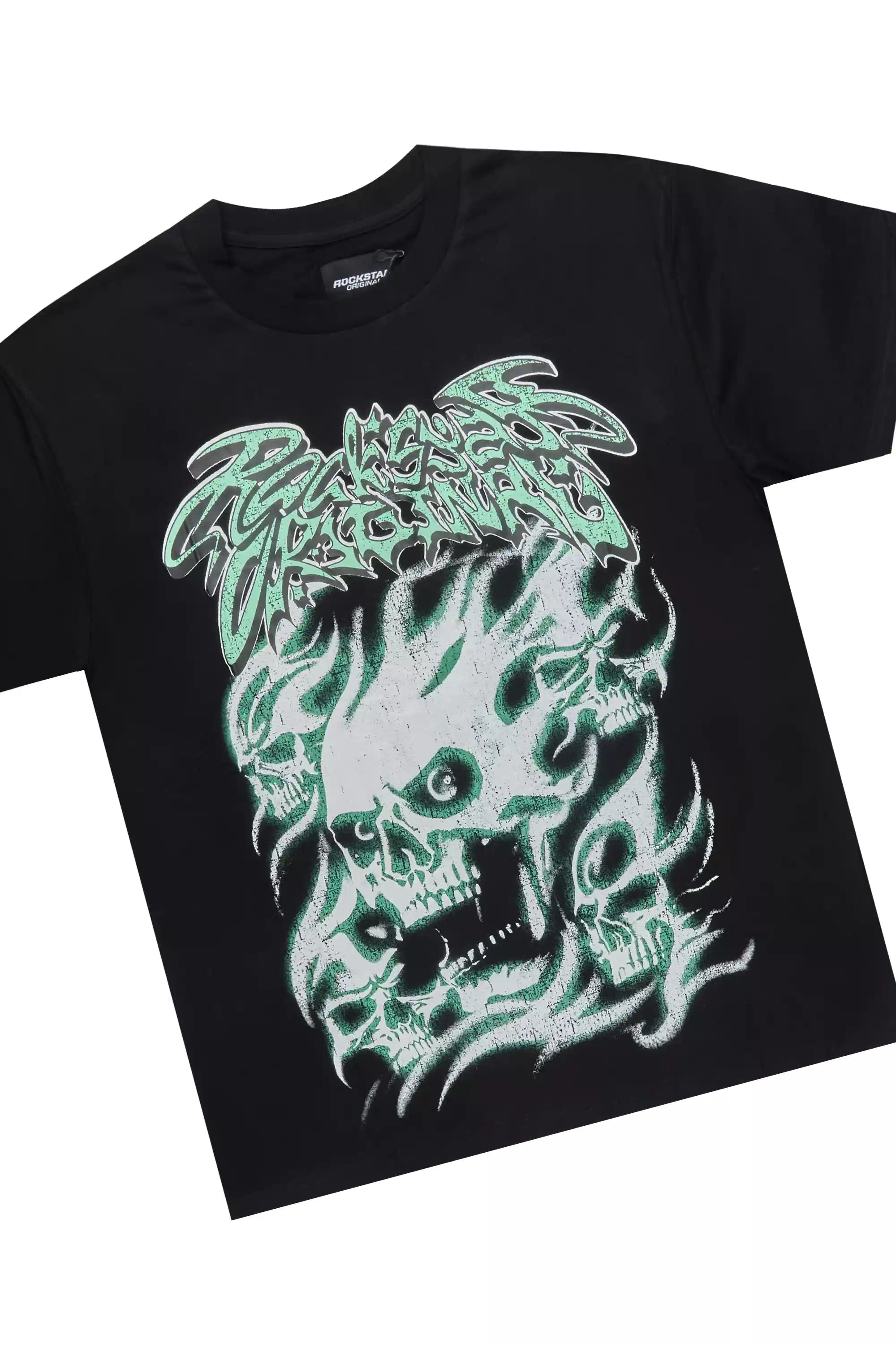 Schtupp Black Oversized T-Shirt/Stacked Flare Jean Bundle