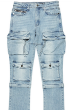 Jan Blue Stacked Flare Cargo Jean