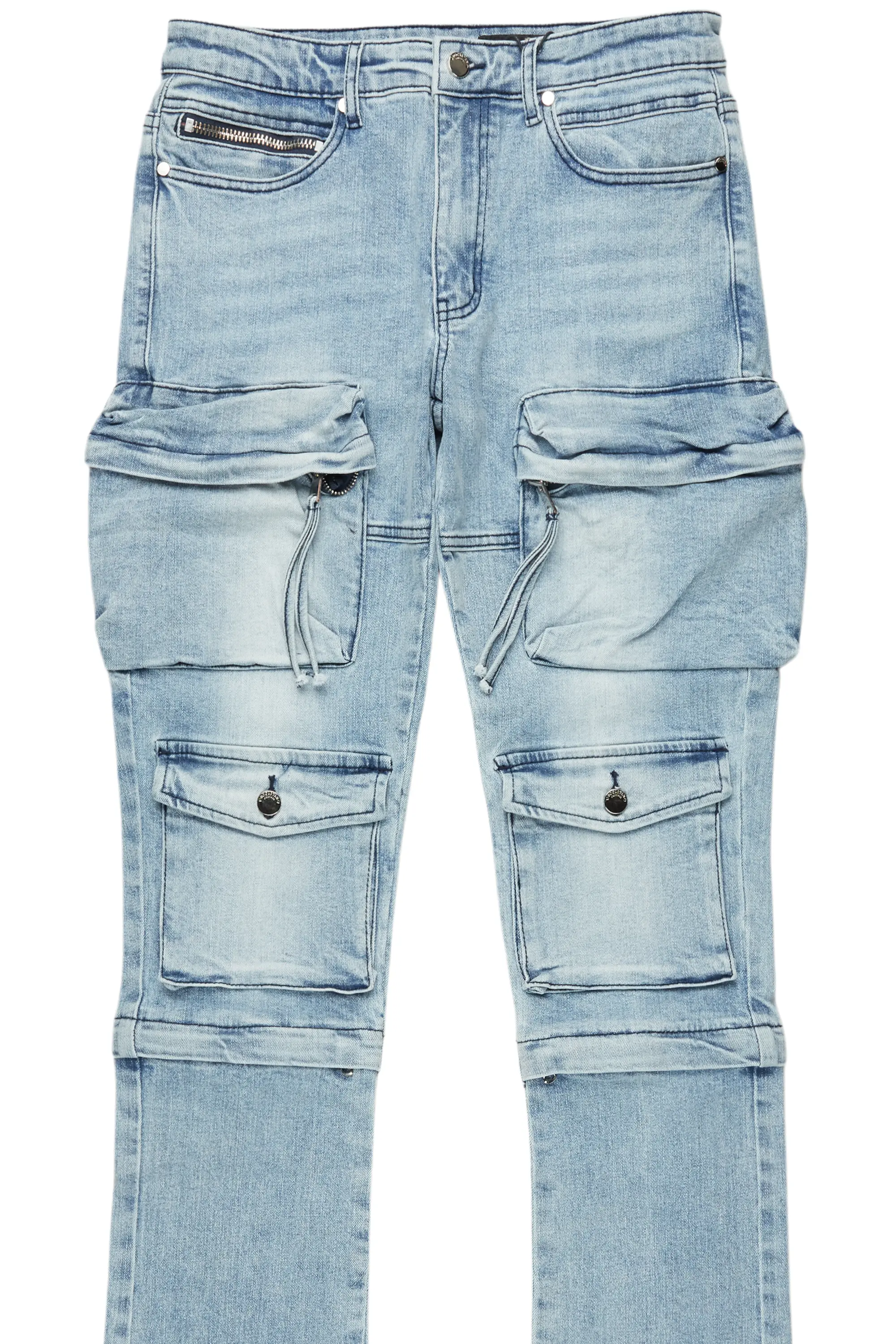 Jan Blue Stacked Flare Cargo Jean