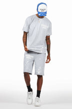 Rafix Heather Grey Graphic T-Shirt Short Set
