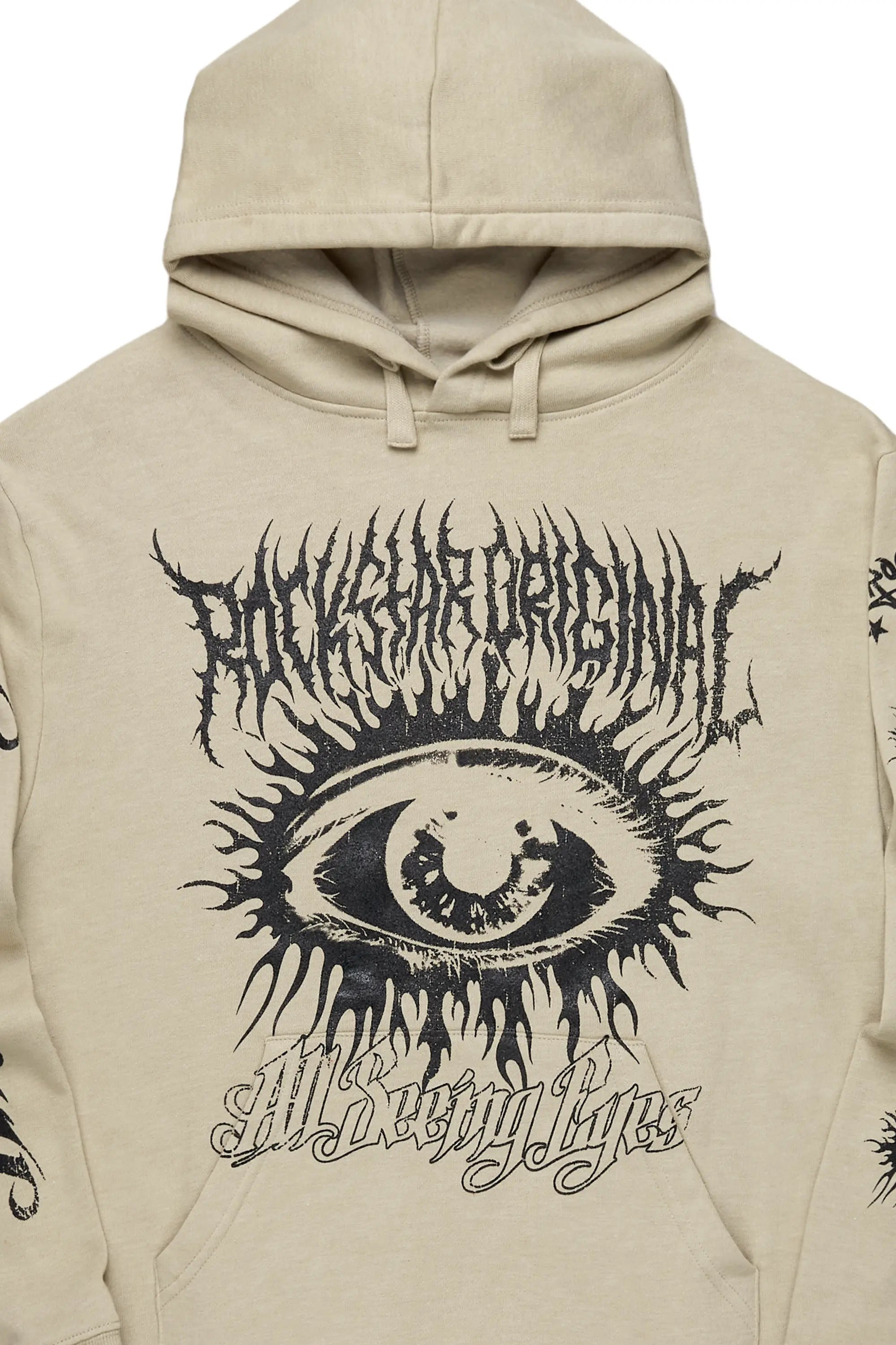 All Seeing Eyes Oatmeal Graphic Hoodie