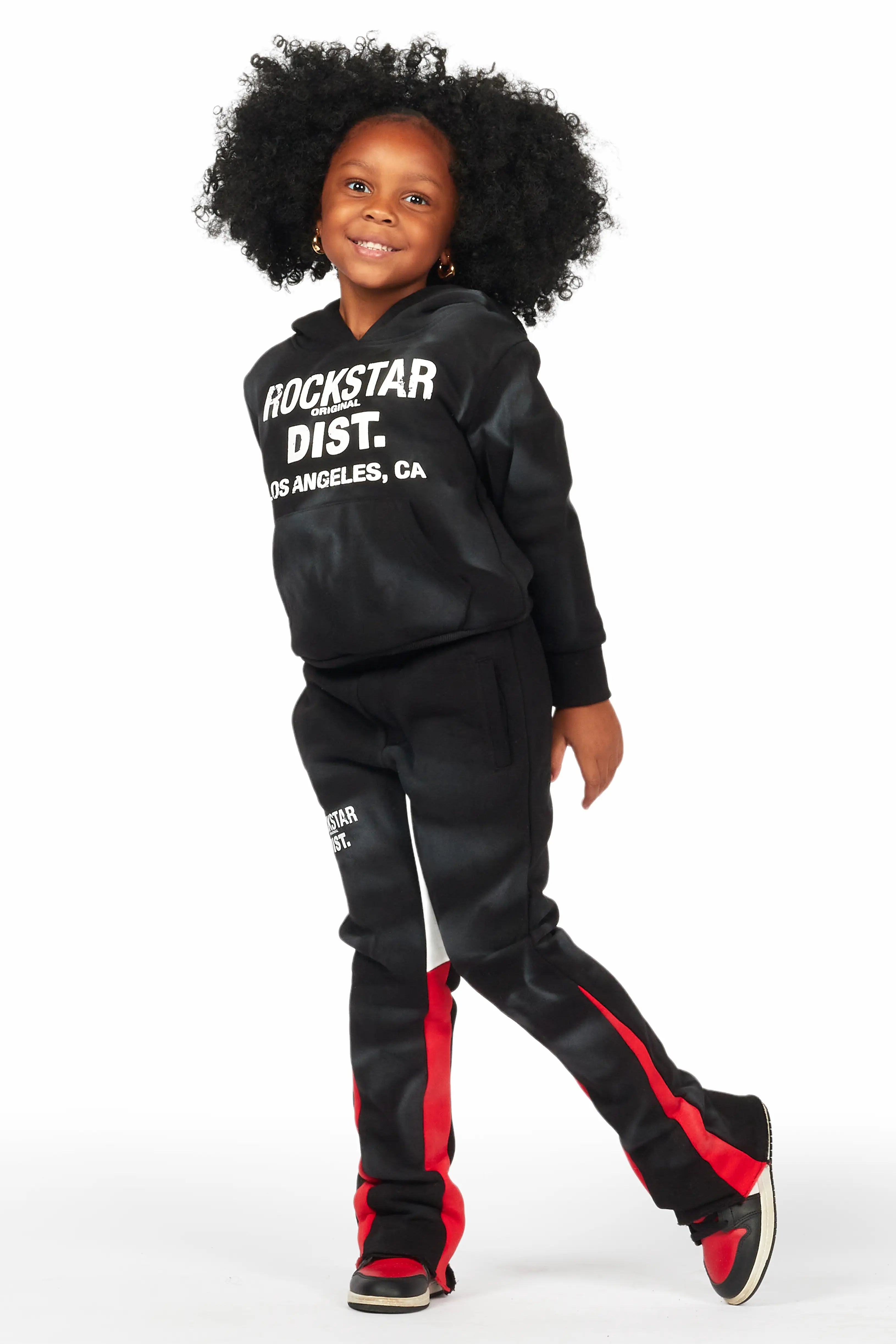Girls Zenny Black/Red Stacked Pant Set