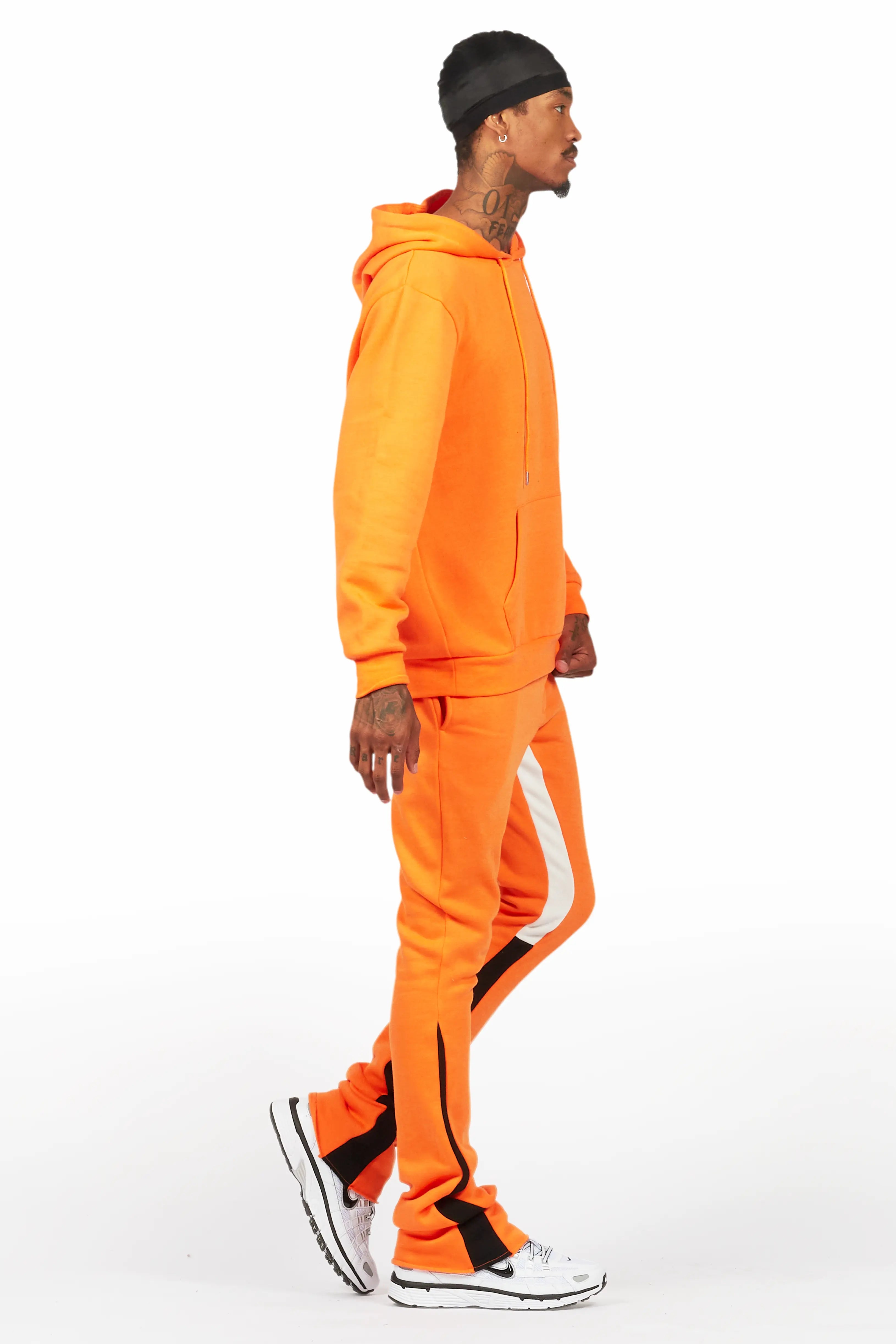 Basic Orange Hoodie/Stacked Flare Track Set