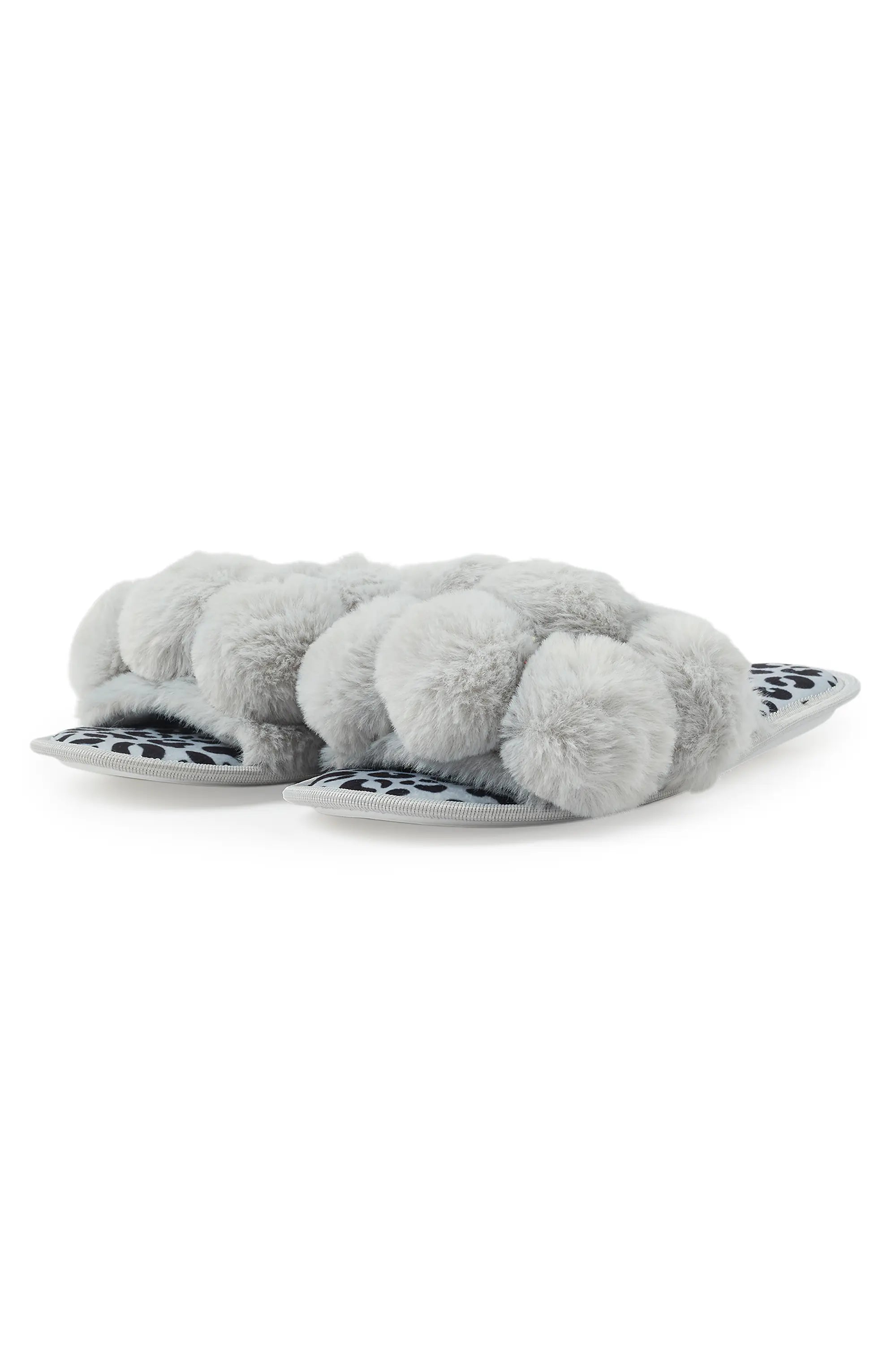 Kourtnay Grey Fur Slippers
