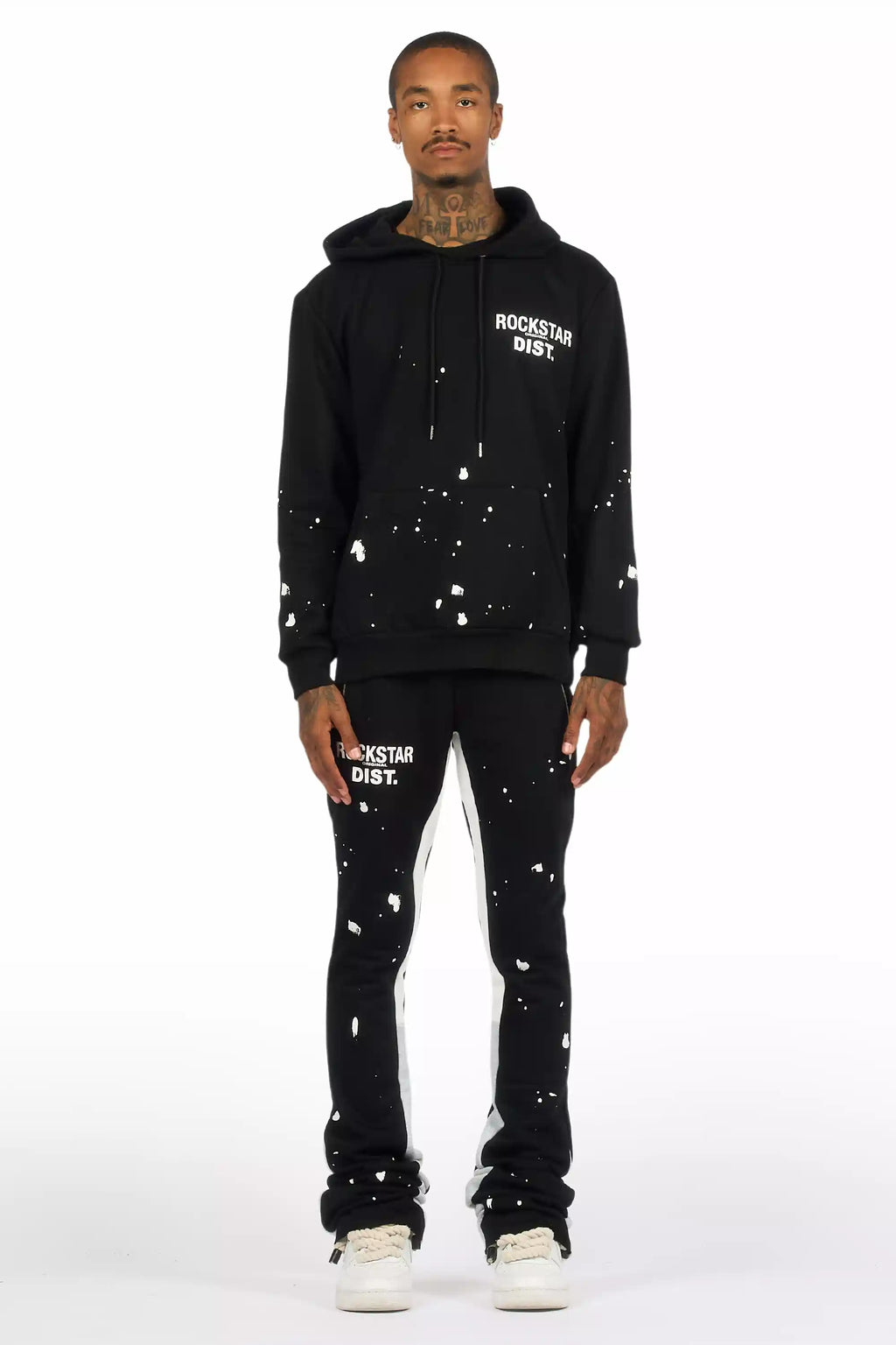 Raffer Black/White Hoodie/Super Stacked Flare Pant Set