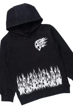 Girls Bubble Vintage Black/White Hoodie Stacked Flare Track Set