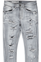 Gaines Light Grey Ripped Slim Straight Jean
