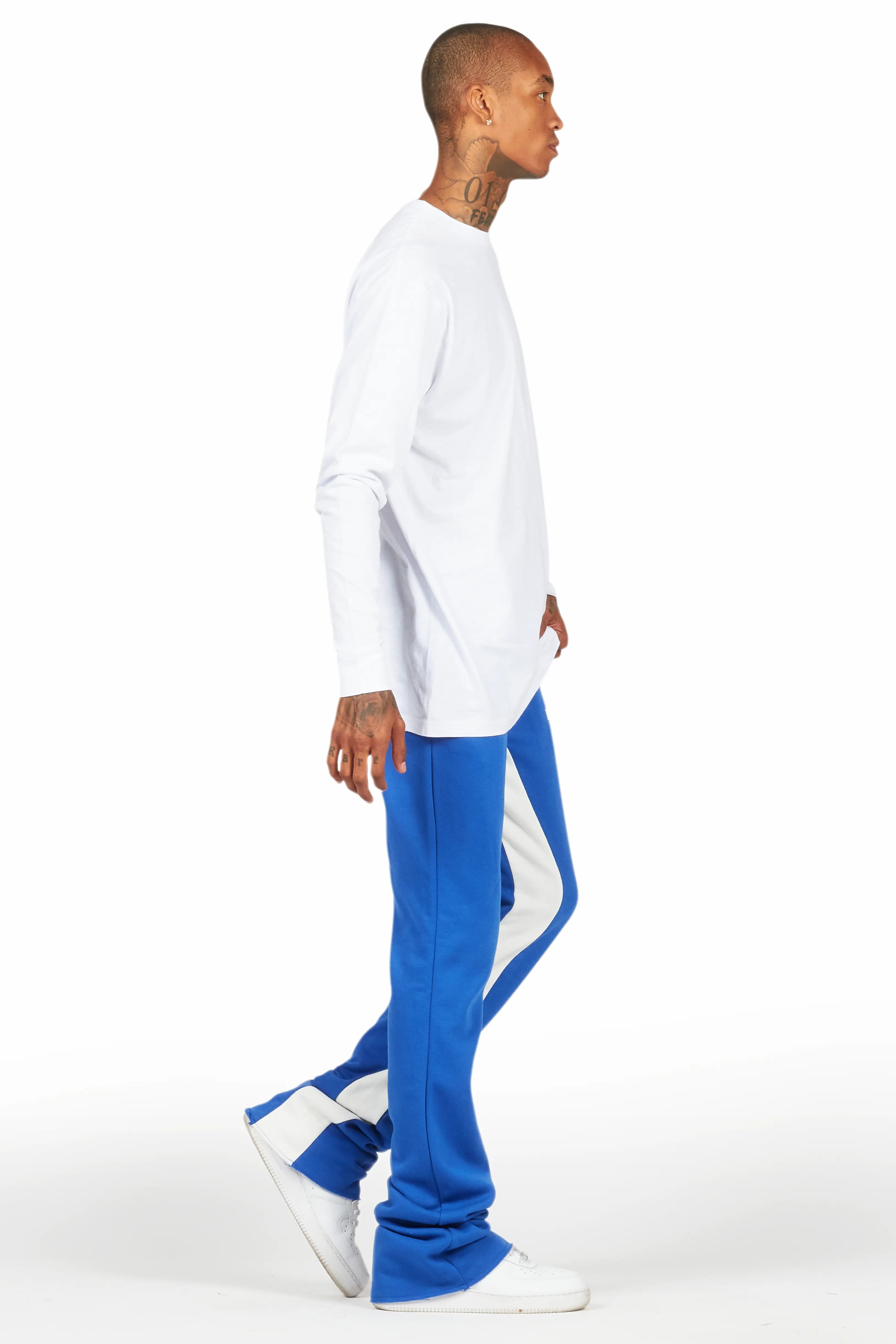 Briggs White/Royal Long Sleeve T-Shirt/Baggy Pant Set