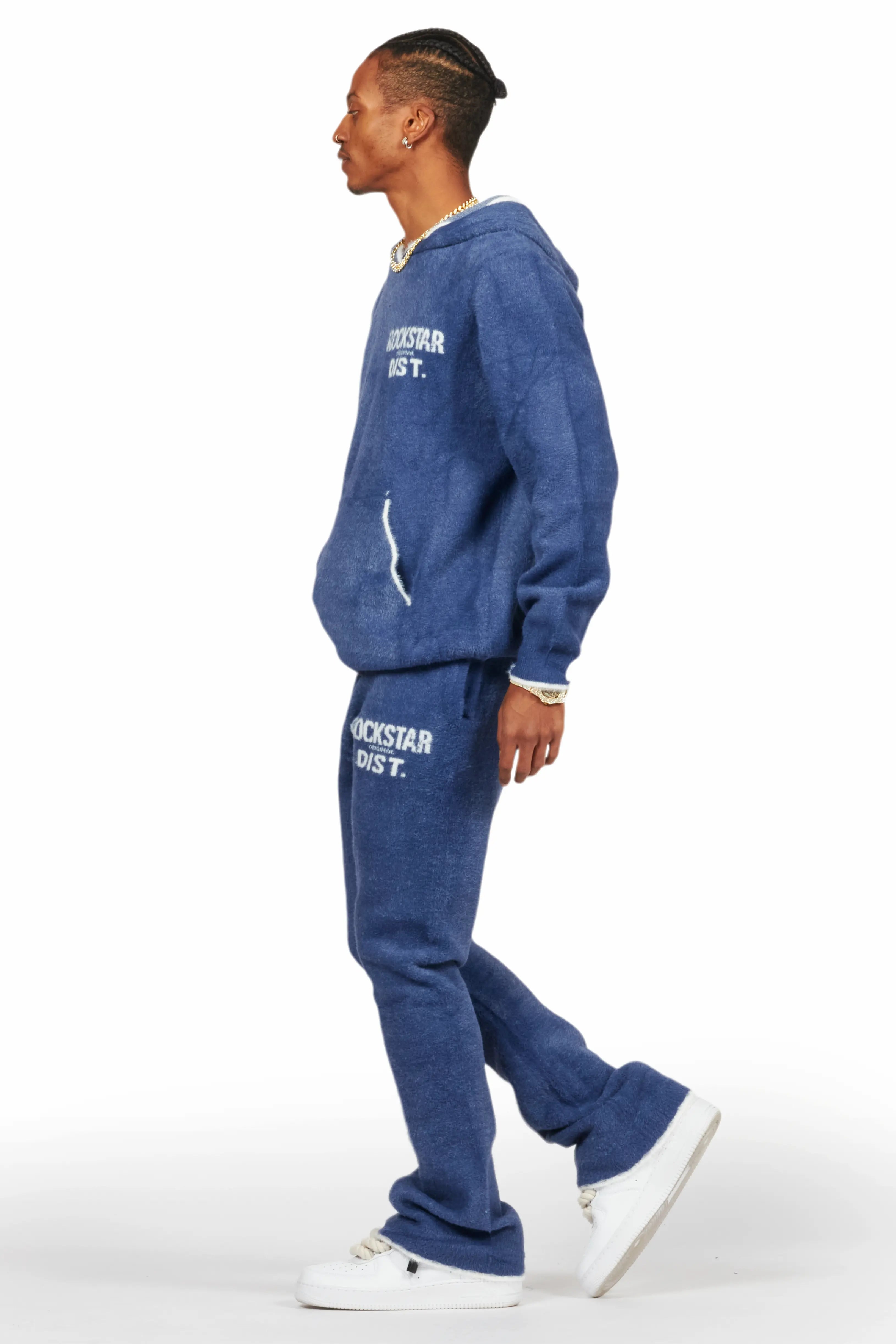 Lake Navy Mohair Knit Track Set