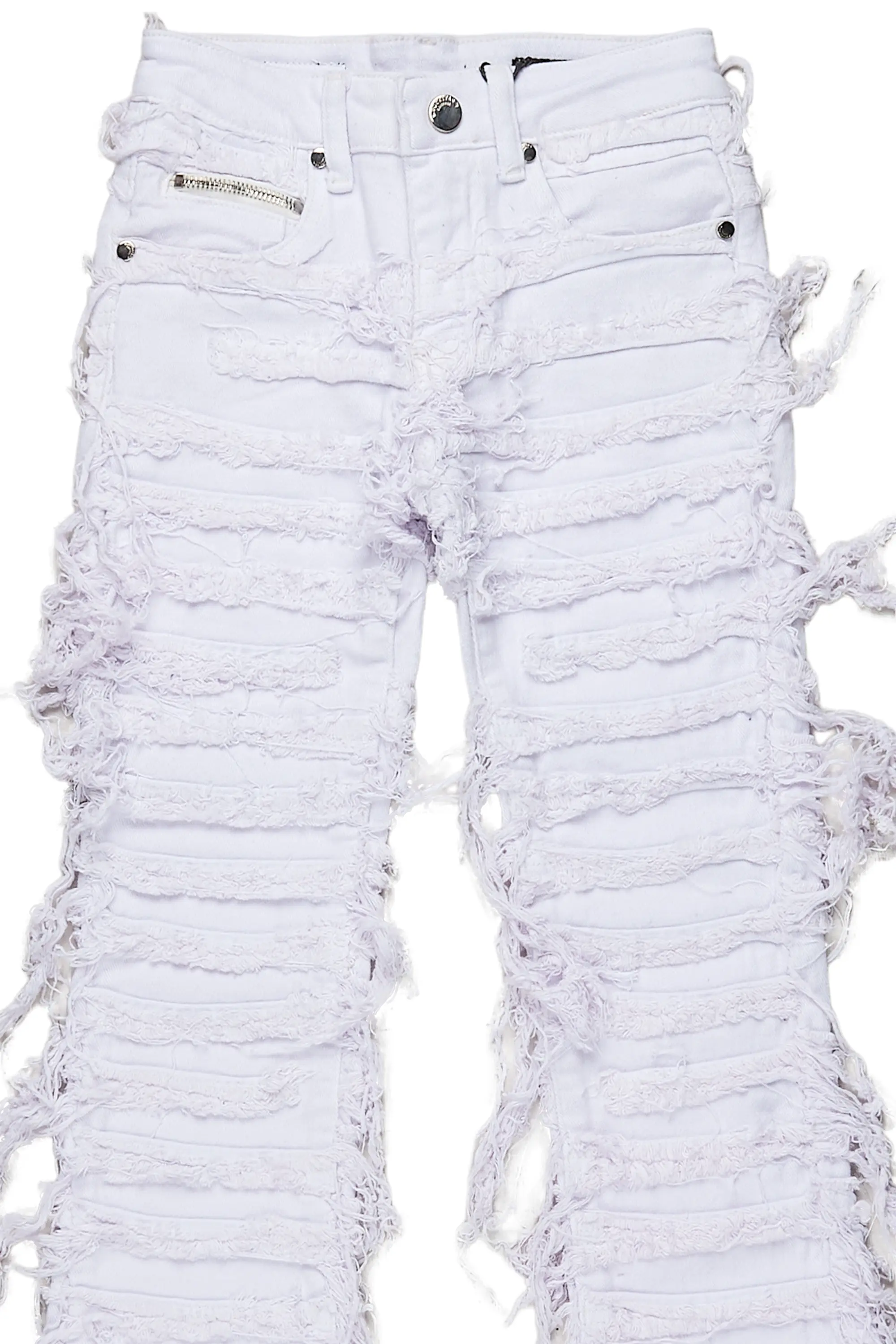 Girls Bliss White Stacked Flare Jean