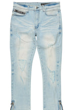 Jaymes Light Blue Stacked Flare Jean
