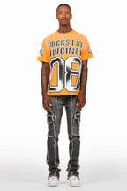 Alim Orange Oversized Graphic T-Shirt